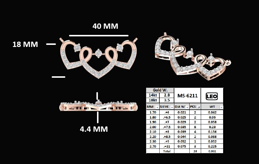 Heart Interlink Diamond Mangalsutra Pendant