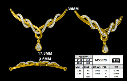 Graceful Intertwined Serpentine Diamond Mangalsutra Pendant