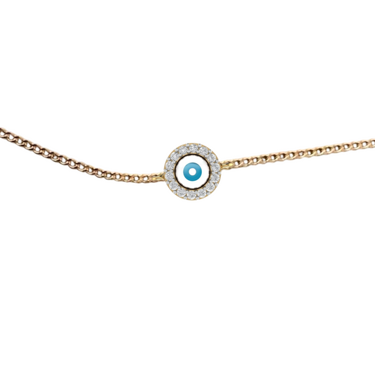 Evil Eye with Diamond Halo Chain Bracelet