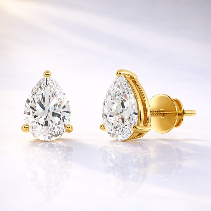 Timeless Pear-Cut Diamond Pendant and Earring Set