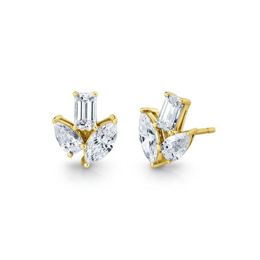 3 Diamond Lily Stud Earrings