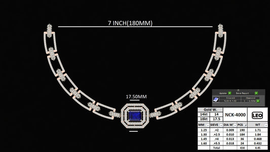 Luxury Gold Diamond Necklace with Blue Sapphire Centerpiece