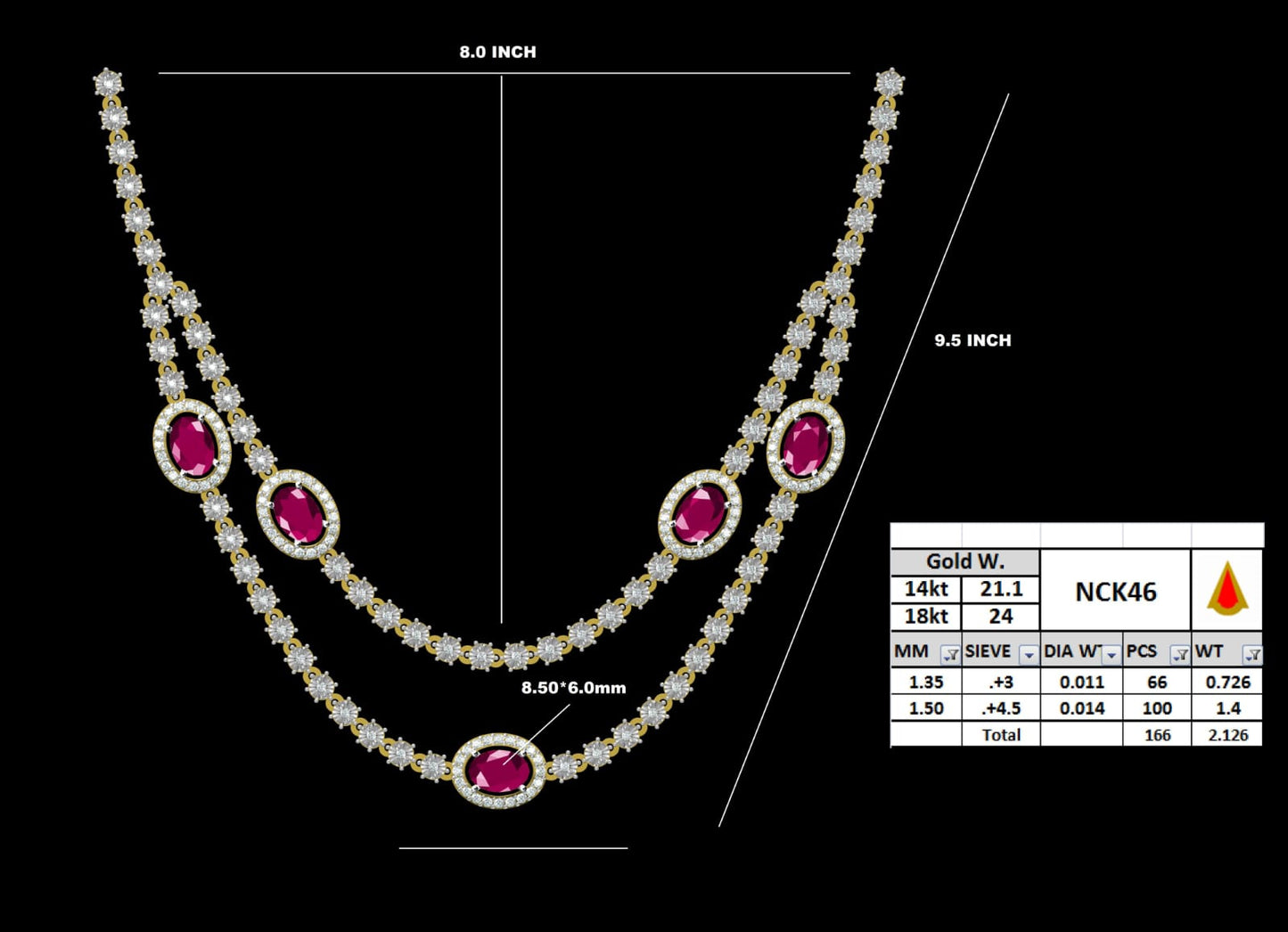 Royal Crimson Double-Layer Diamond & Ruby Necklace