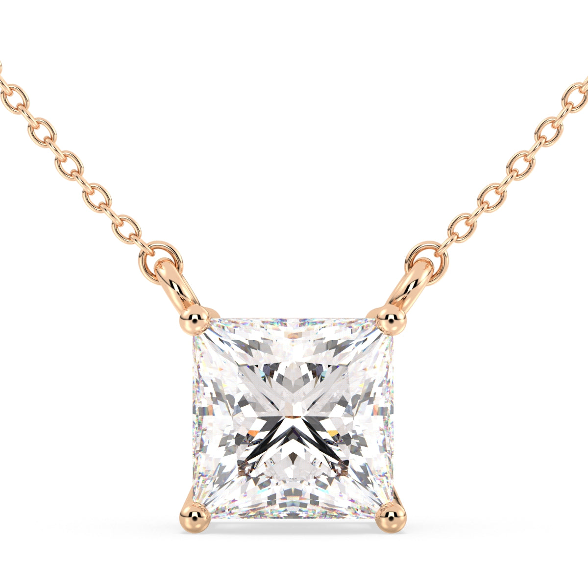 Princess Cut Solitaire Diamond Pendant
