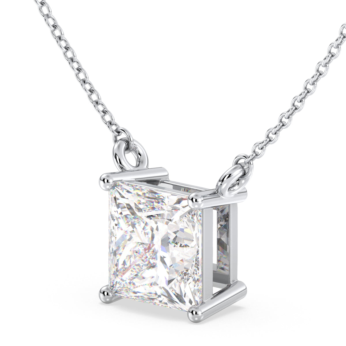 Princess Cut Solitaire Diamond Pendant