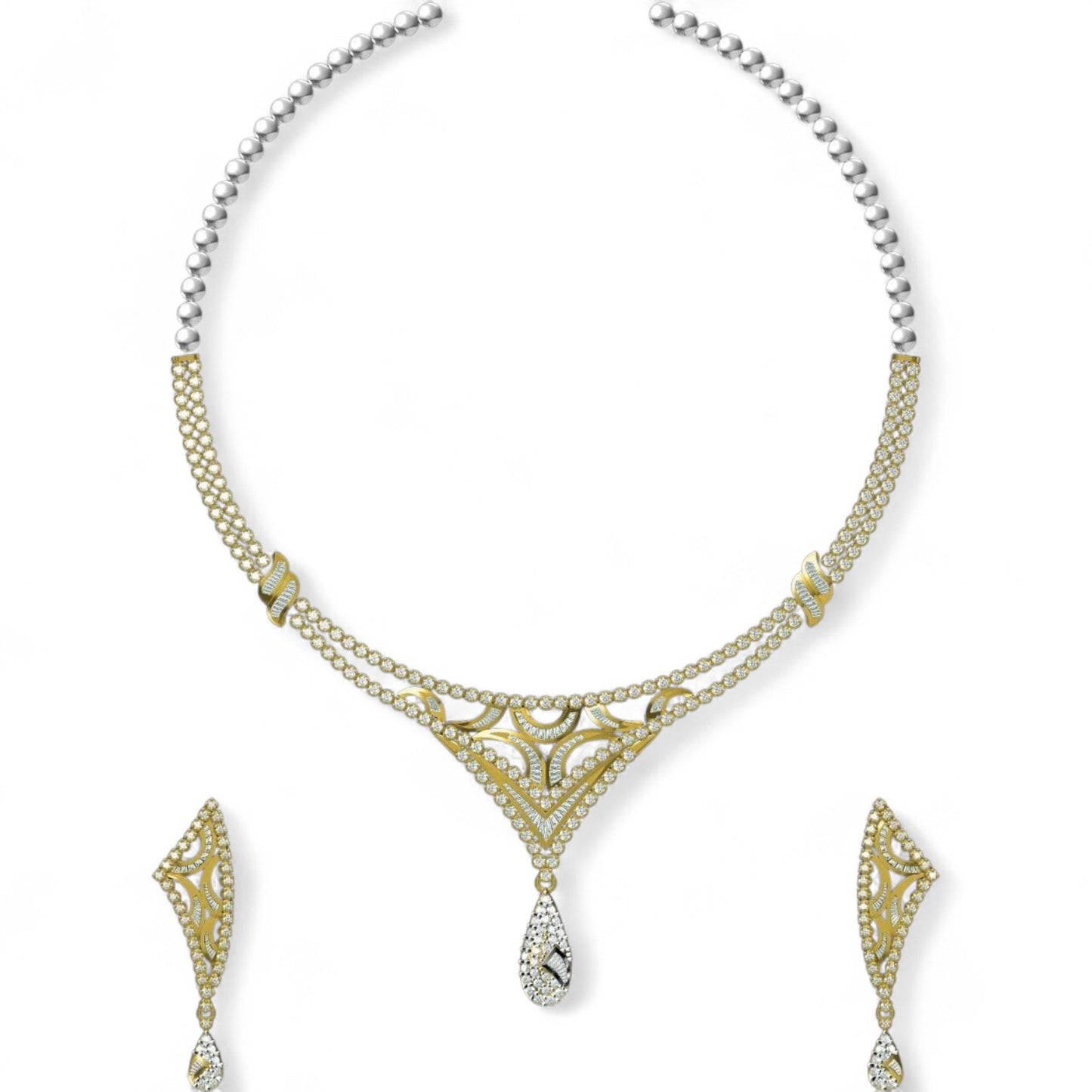 Teardrop Diamond Necklace with Earrings