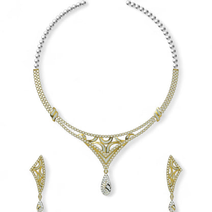Teardrop Diamond Necklace with Earrings