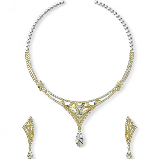 Teardrop Diamond Necklace with Earrings