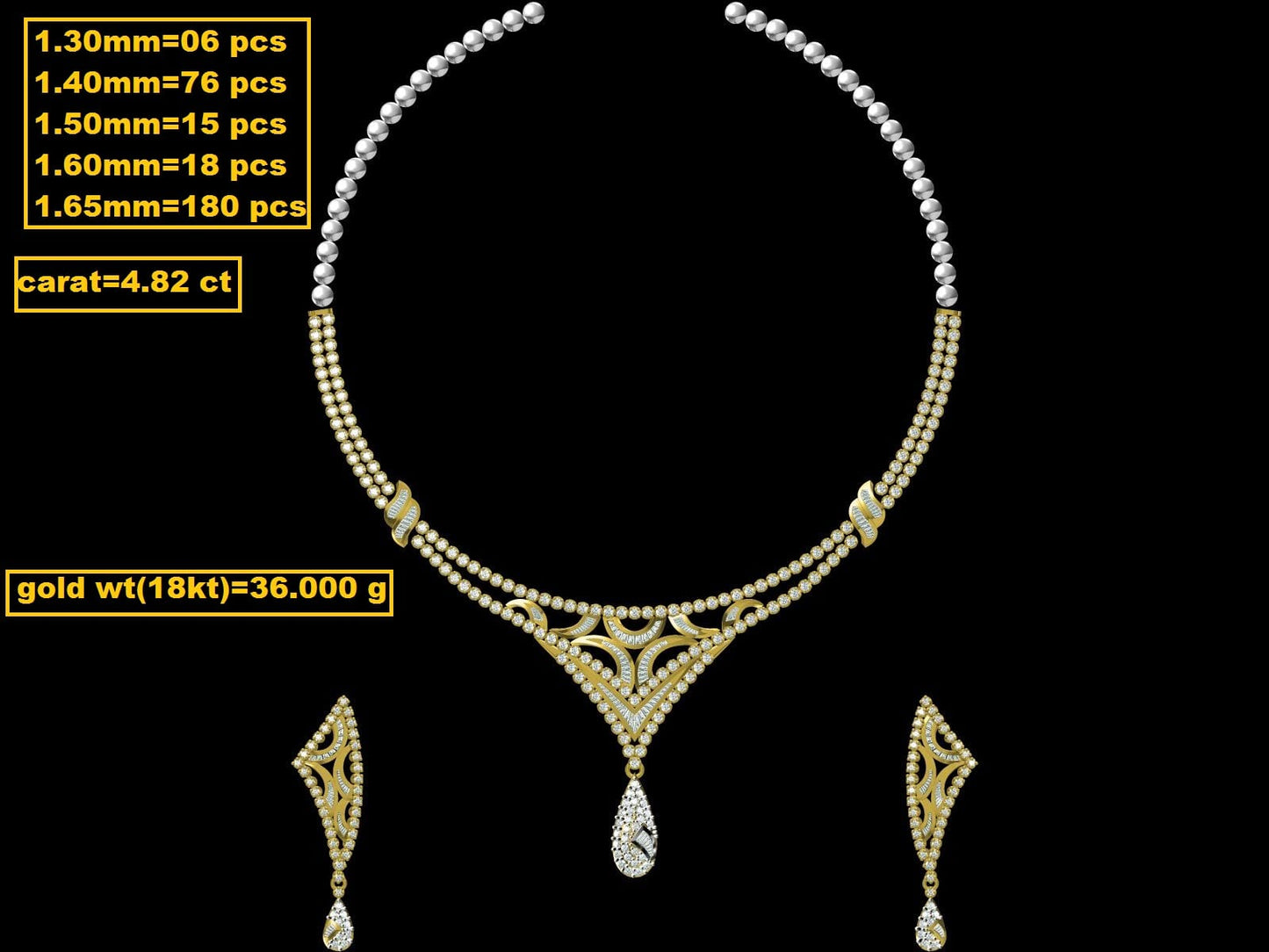 Teardrop Diamond Necklace with Earrings