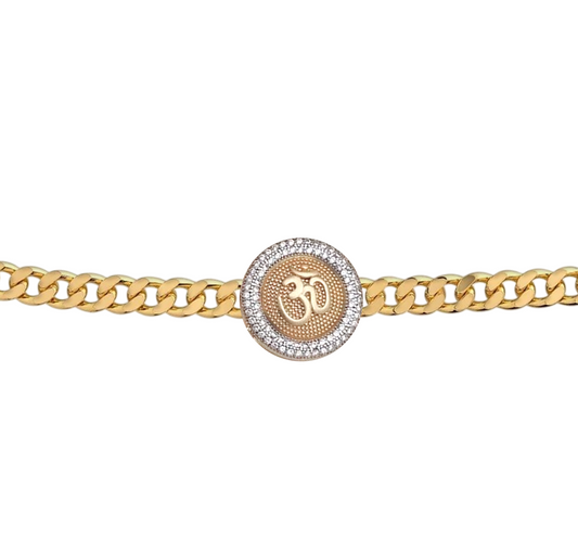 Gold and Diamond OM Chain Bracelet