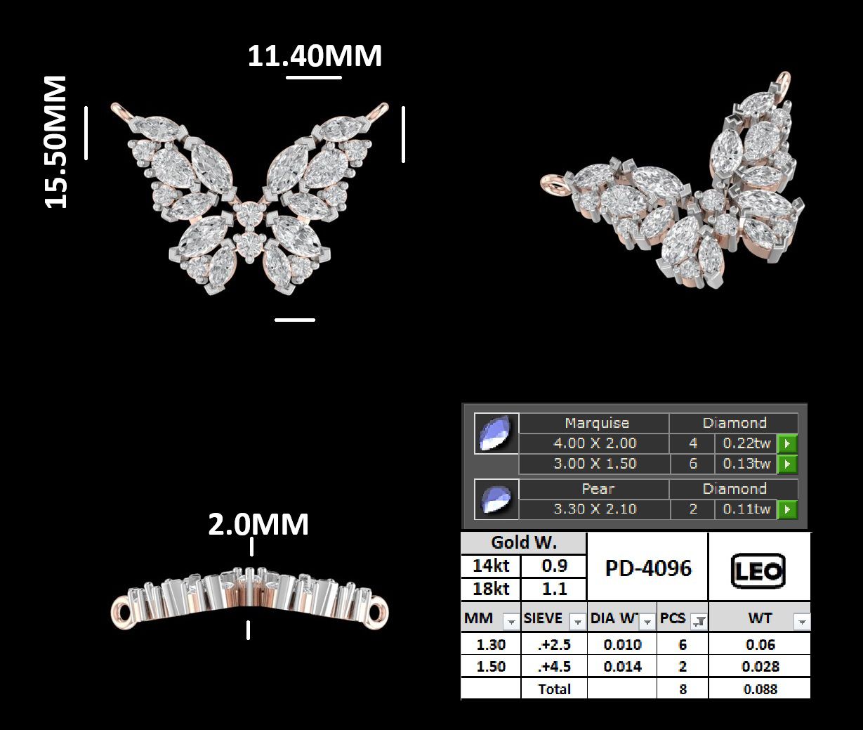 Marquise Cut Butterfly Statement Pendant