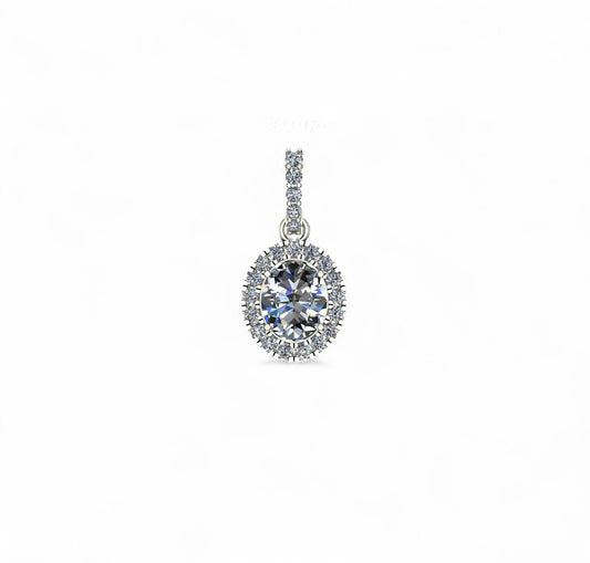 Oval Halo Diamond Pendant