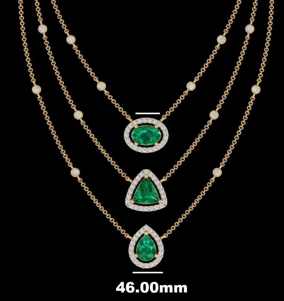 Tri-Charm Emerald & Diamond Statement Necklace