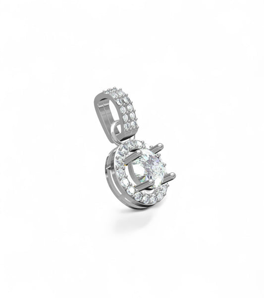 Bold Halo Round Diamond Pendant
