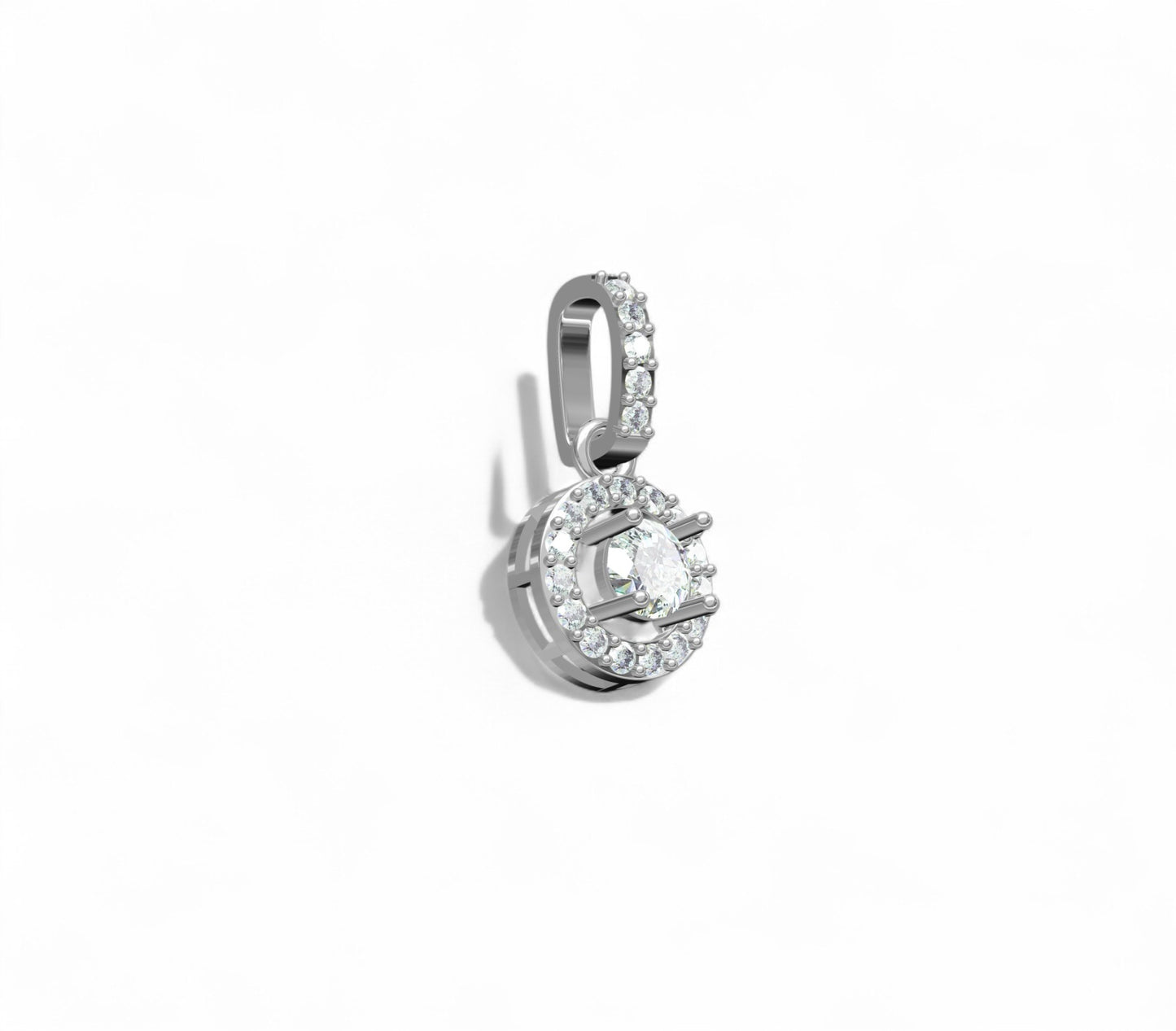 Circle Halo Drop Diamond Pendant