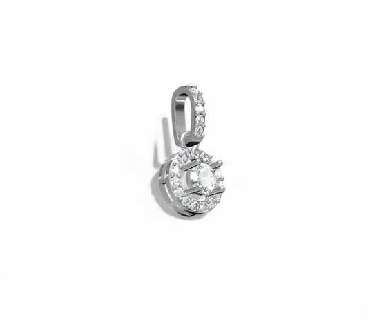 Circle Halo Drop Diamond Pendant