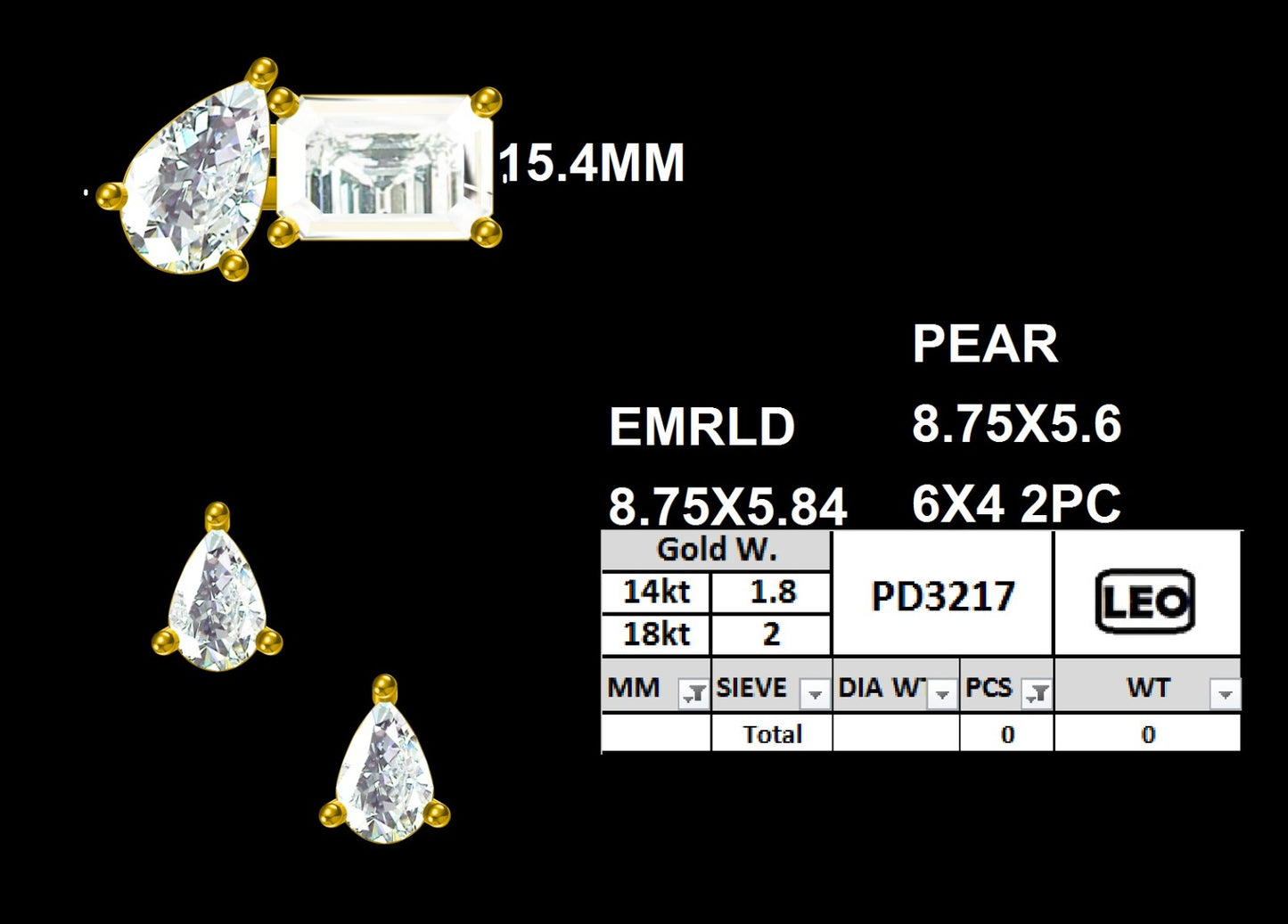 Elegant Pear and Emerald-Cut Duo Pendant