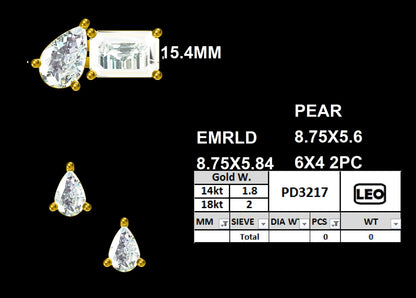 Elegant Pear and Emerald-Cut Duo Pendant