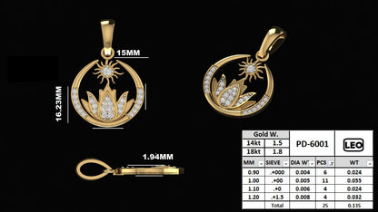 Prismatic Lotus Bloom Diamond Pendant Studs Set