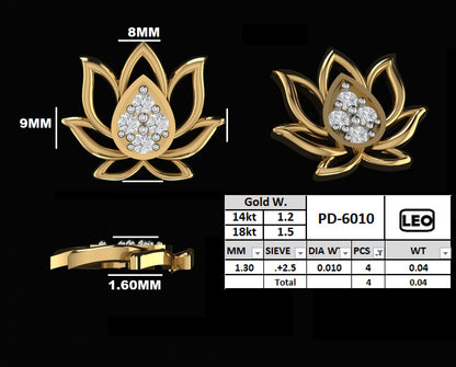 Prismatic Lotus Bloom Diamond Pendant Studs Set