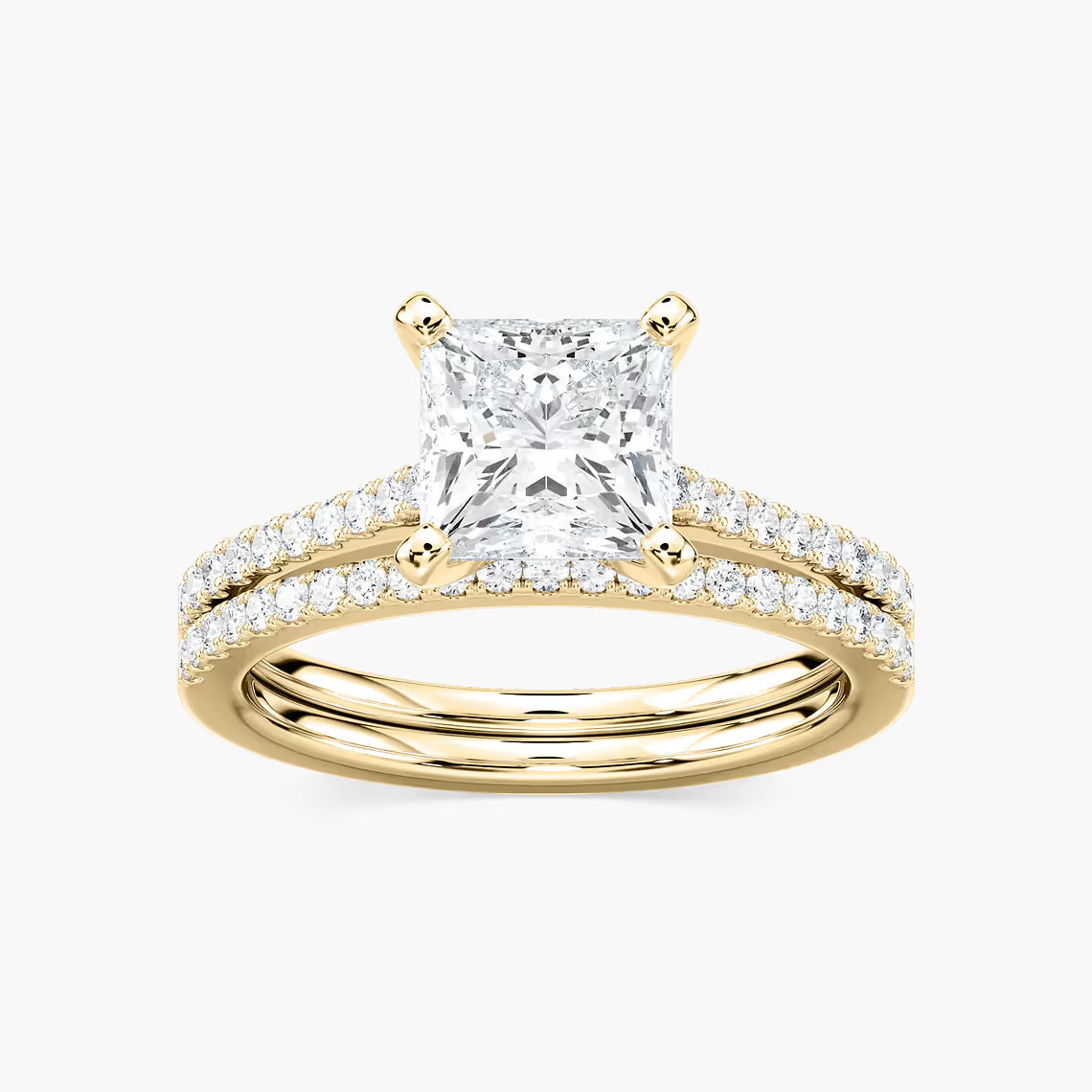 2Carat Princess Cut Solitaire stack ring