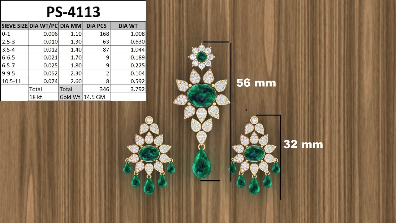 Royal Floral Emerald & Diamond Statement Set