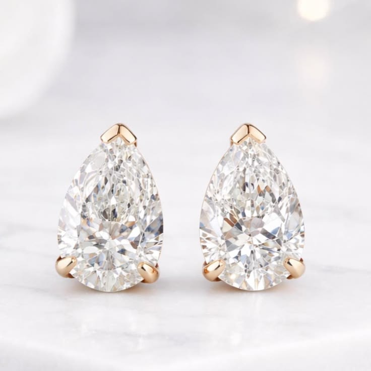 Timeless Pear-Cut Diamond Pendant and Earring Set