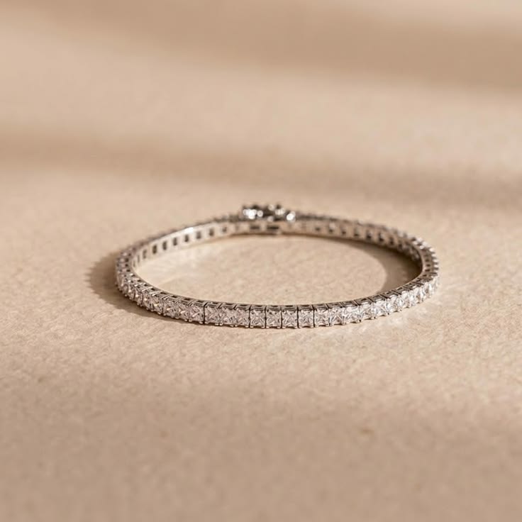Princess-Cut Diamond Line Bracelet