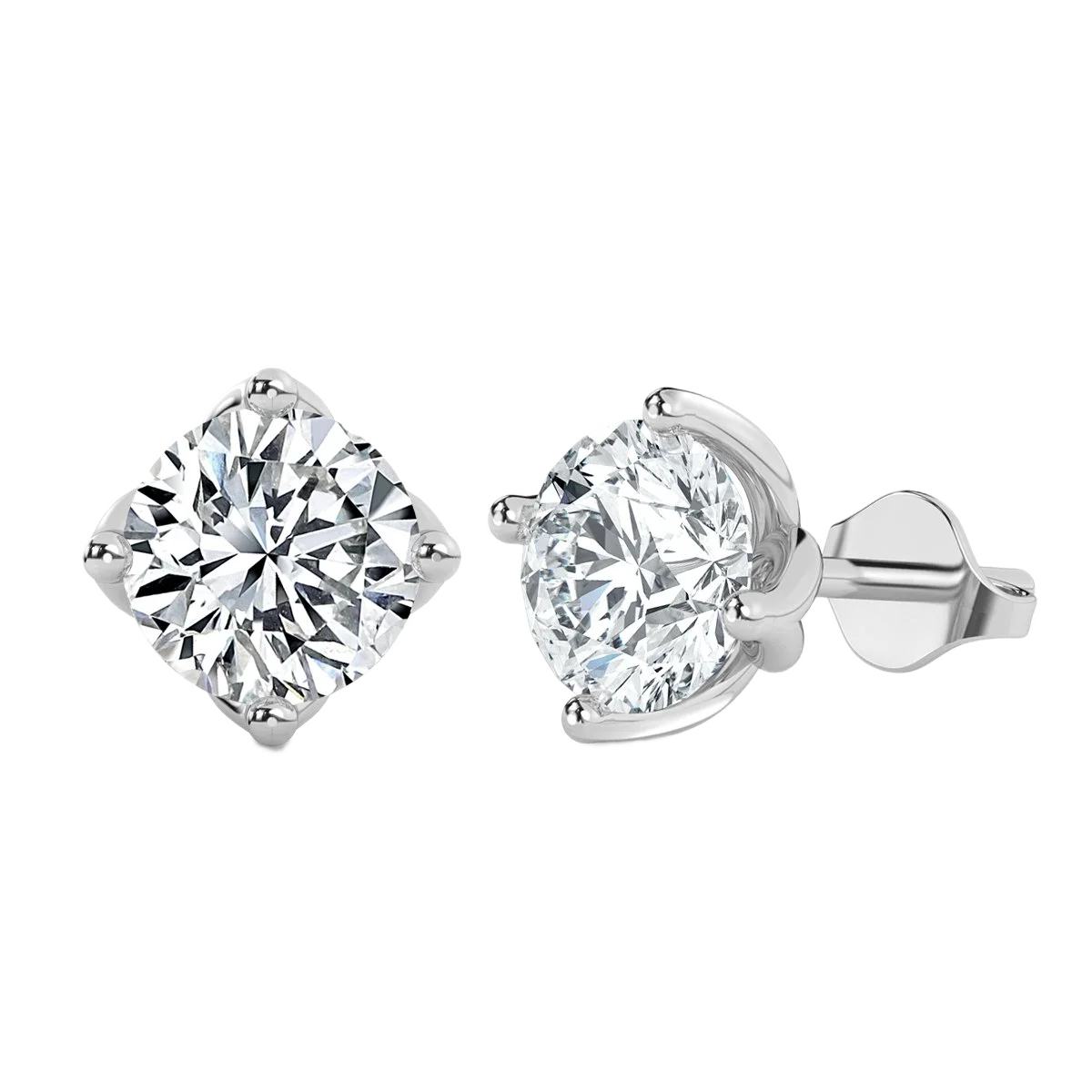 Solitaire Illusion Round Diamond Stud Earrings
