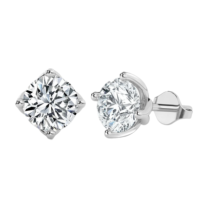 Solitaire Illusion Round Diamond Stud Earrings
