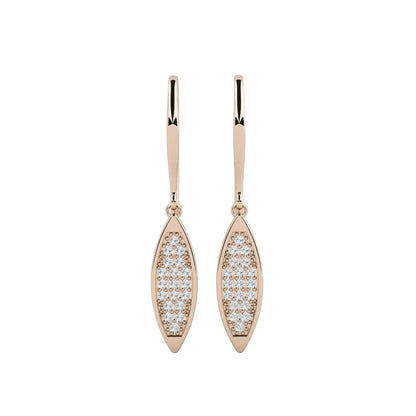 Elegant Diamond Leaf Drop Earrings