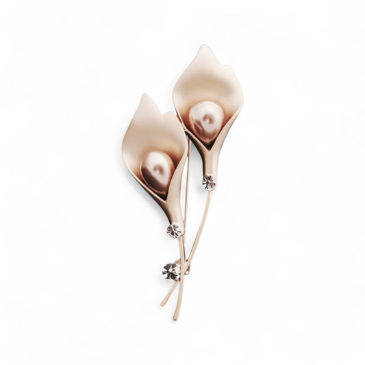 Pearl and Diamond Floral Coat Pin / Brooch