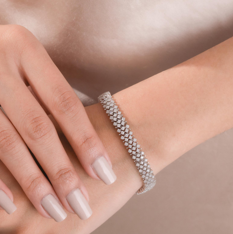 Triple-Row Diamond Tennis Bracelet