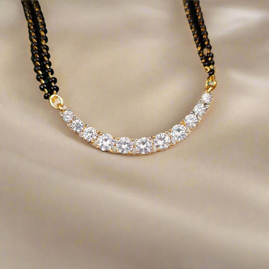 Single Line Diamond Necklace Mangalsutra