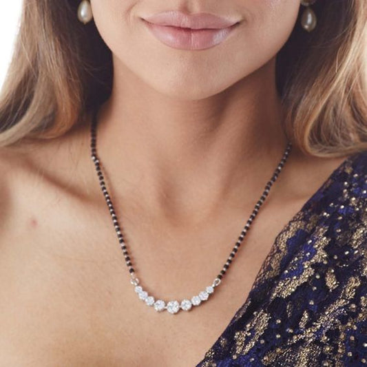 Single Line Diamond Necklace Mangalsutra