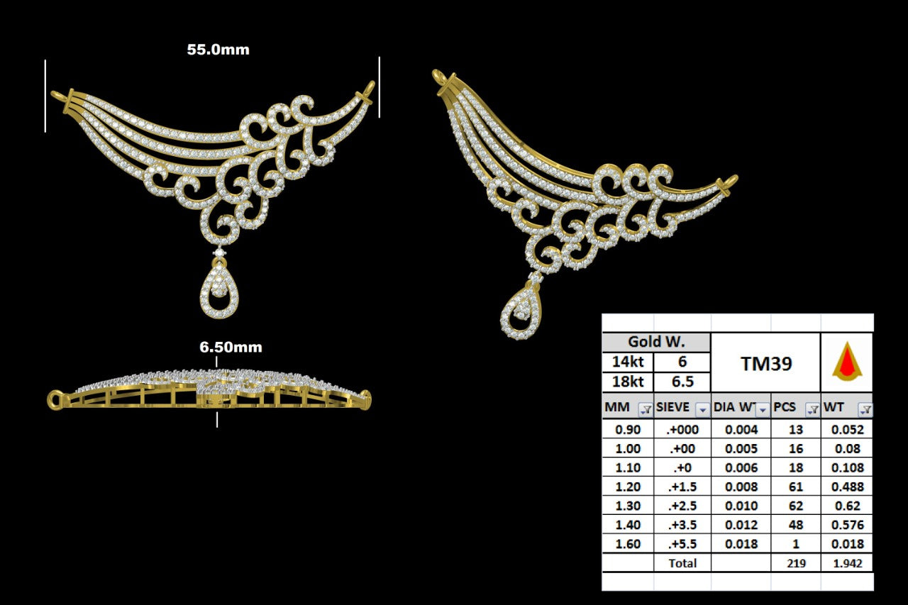 The Heritage Swirl Diamond Mangalsutra Pendant
