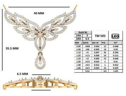 Celestial Lotus Petal Diamond Mangalsutra Pendant