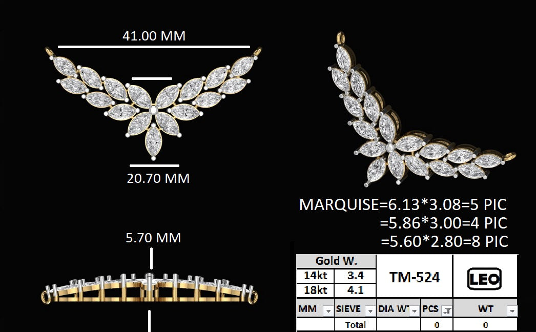 Majestic Marquise Leaf Arch Mangalsutra Pendant