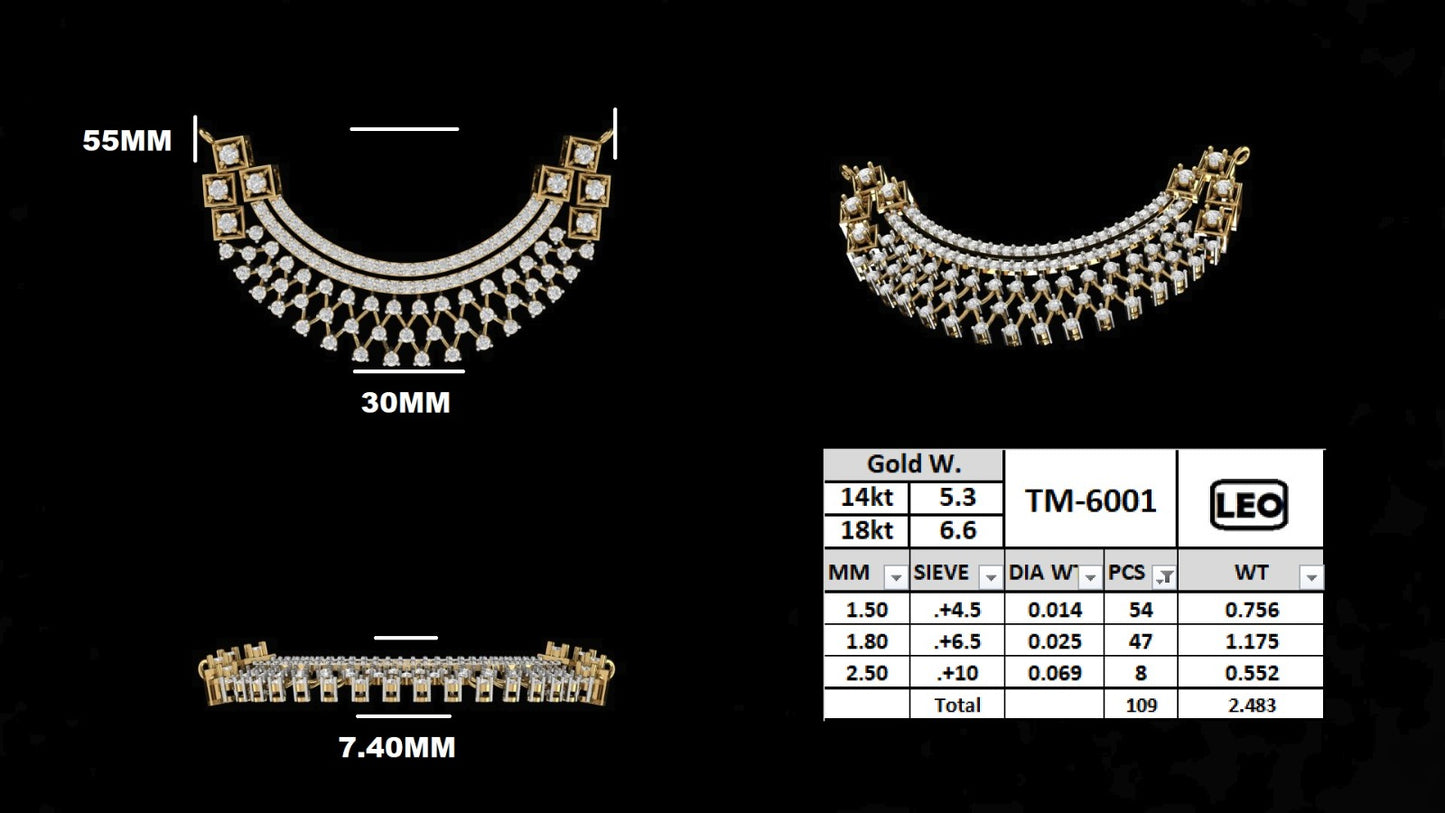 The Regal Lattice Horizon Diamond Mangalsutra Pendant