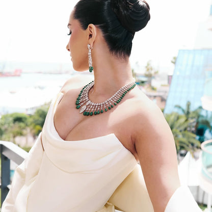 Emerald Cascade Diamond Necklace Set