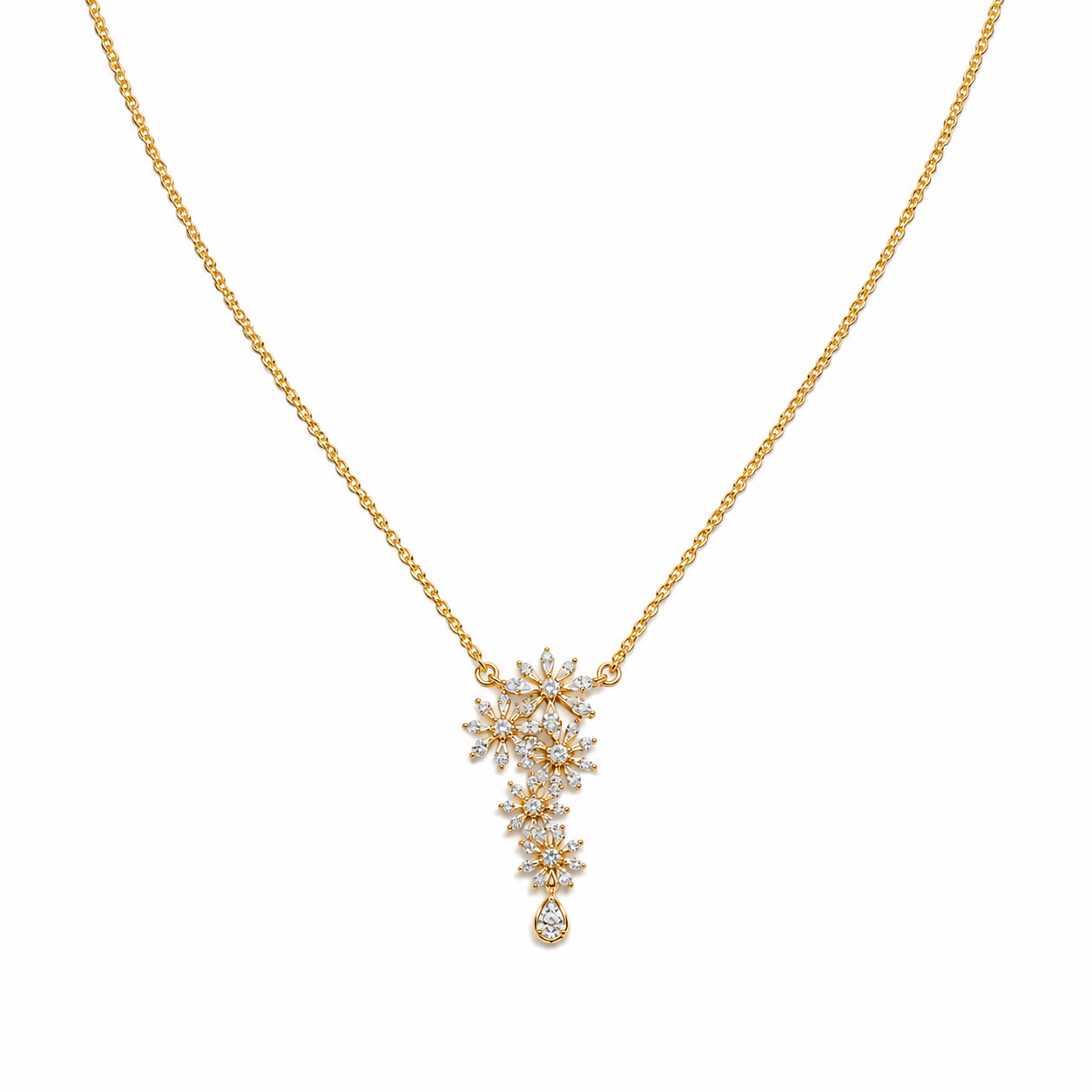 The Articulate Flora Statement Diamond Pendant, featuring an elegant, climbing floral design with 53 brilliant diamonds. Handcrafted in 14K or 18K gold, this artisan-made piece is the perfect blend of modern botanical design and refined luxury. 