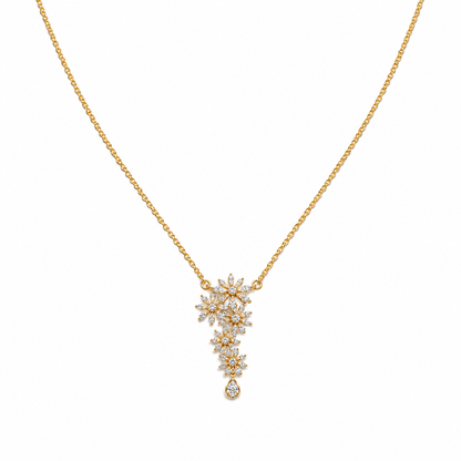 The Articulate Flora Statement Diamond Pendant, featuring an elegant, climbing floral design with 53 brilliant diamonds. Handcrafted in 14K or 18K gold, this artisan-made piece is the perfect blend of modern botanical design and refined luxury. 