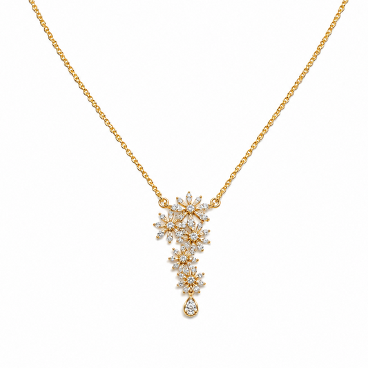 The Articulate Flora Statement Diamond Pendant, featuring an elegant, climbing floral design with 53 brilliant diamonds. Handcrafted in 14K or 18K gold, this artisan-made piece is the perfect blend of modern botanical design and refined luxury. 
