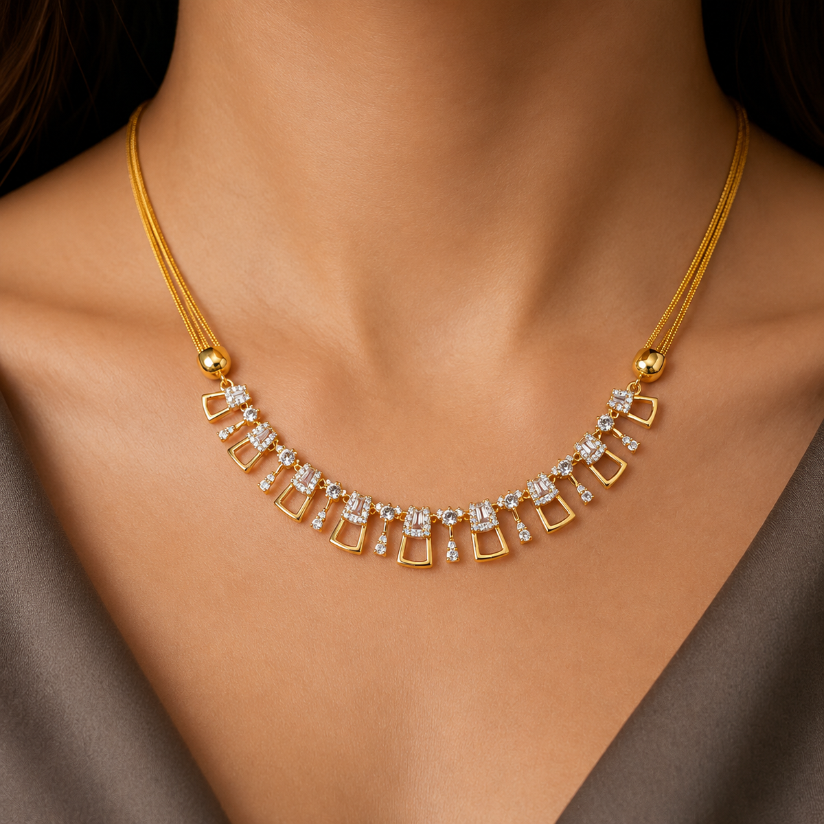 Discover The Geometric Luxe Statement Pendant, featuring a striking, artisan-crafted design with 100 brilliant diamonds set in 14K or 18K gold. This bold, modern piece is ideal for those who love architectural, high-impact fine jewelry. 