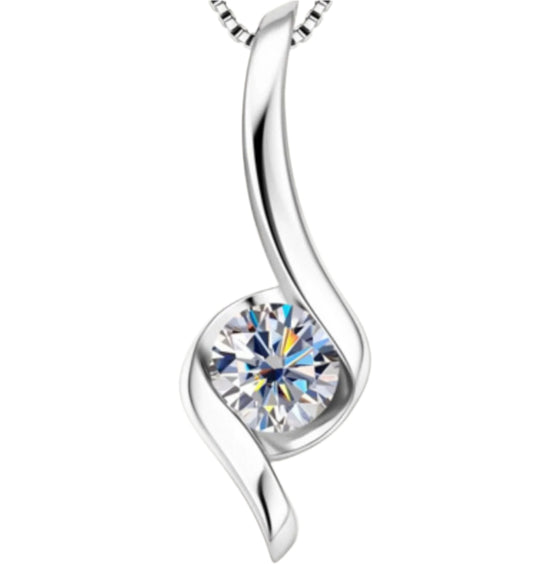 Twisted Curved Solitaire Pendant