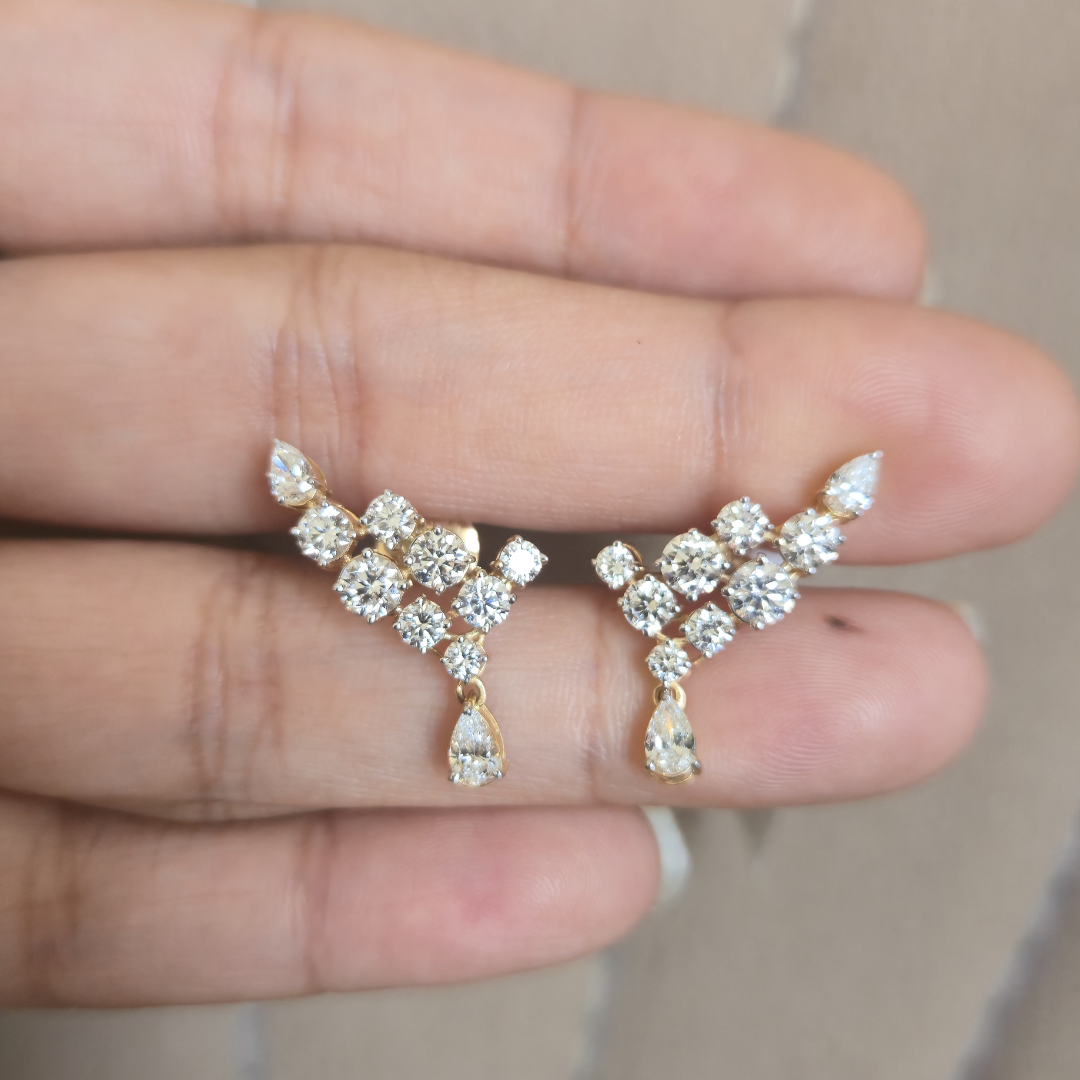 Cluster Elegance Diamond Jhumka Earrings