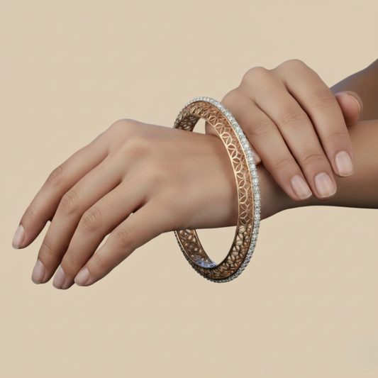 Regal Circle Filigree Diamond Bangle