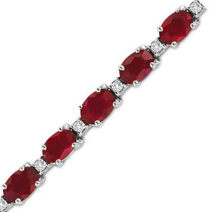 Luxurious Ruby & Diamond Cabochon Bracelet