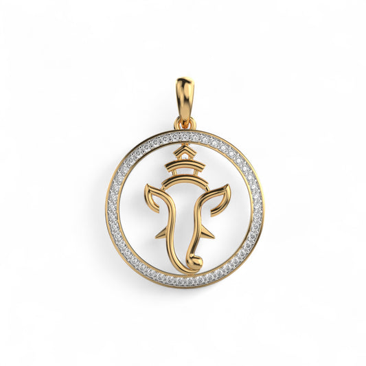 Divine Halo Round Diamond Ganesha Pendant