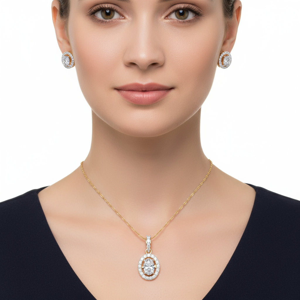 Oval Halo Diamond Pendant
